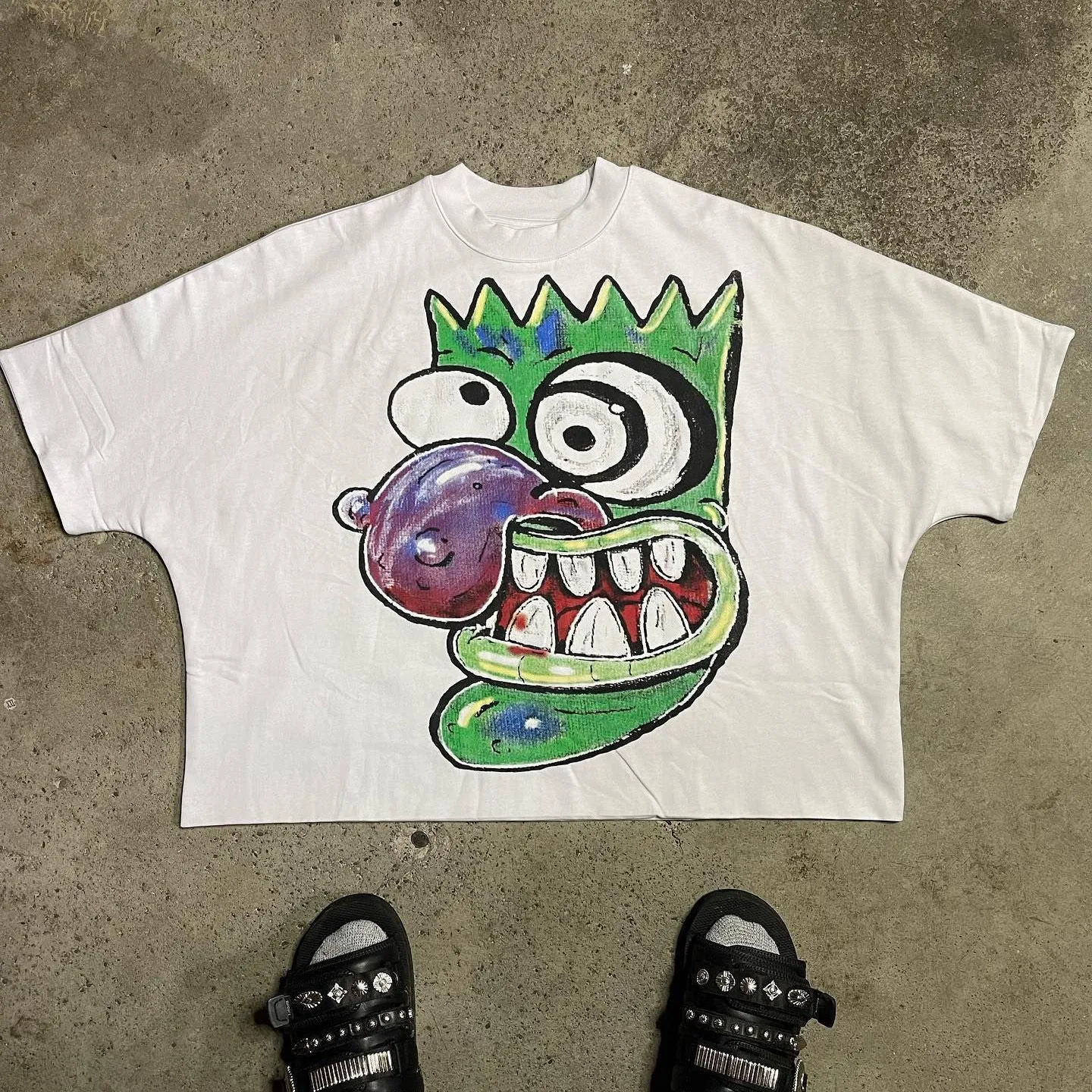 Blutosatire Boxy Men's t shirt High Street Trend Vintage Alphabet Goth Harajuku Casual Loose Y2K Women Retro Hip Hop Tops Graffiti Streetwear Ove