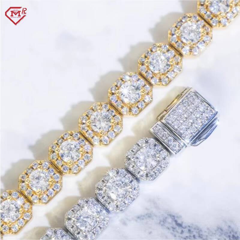 7MM Hip Hop Necklace Tennis Chain Claster 925 Sterling Silver Vvs Iced Out Moissanite Tennis Chain