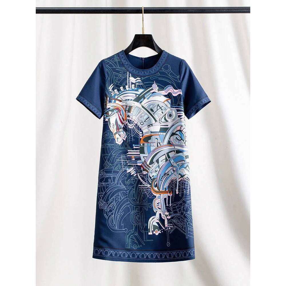 Women s Horse Print Summer Short Sleeve Straight Midi Dress Casual Vacation One Step Skirt Elegant Lightweight Chic MAKOUFEI