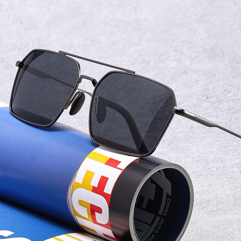 Designer Eyewear - High-quality Metallic Texture High-end Photochromic Polarized Men's Sunglasses With Full-frame Design Luxurious Outdoor Eyewea