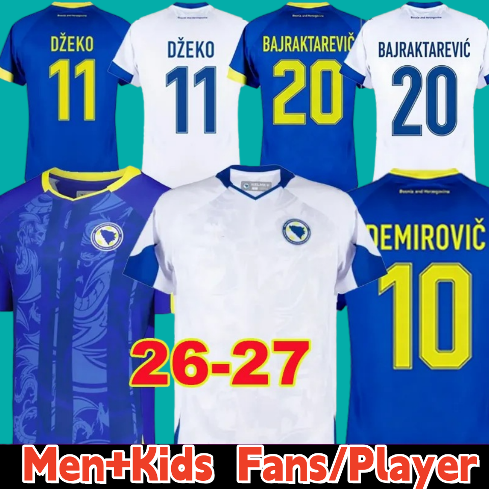 S-4XL 2026 Bosnia-Herzegovina-Jersey World Cup Jerseys Bosnia and Herzegovina Dzeko Soccer Jerseys 26 27 Home Away Men kids Fans Football Jersey Shirts