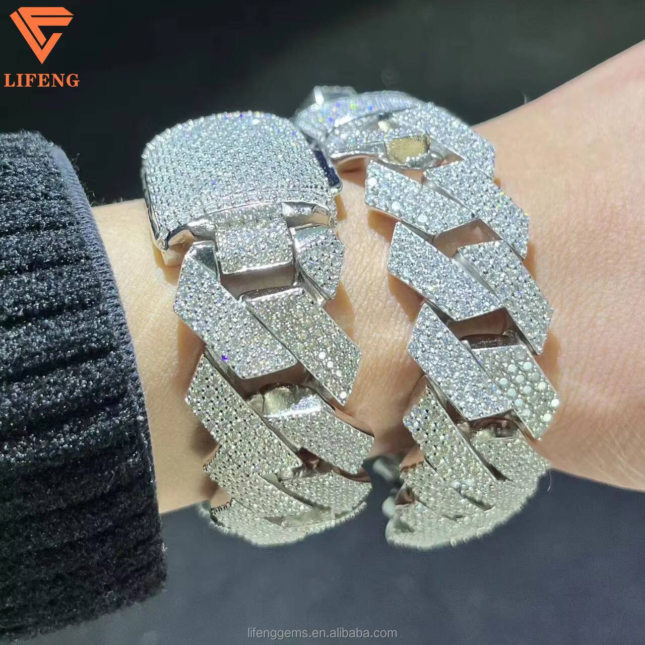 20mm 4Rows Charms Moissanite Jewelry Cuban Link Vvs Bracelet Hip Hop 925 Sterling Silver Moissanite Cuban Bracelet for Men
