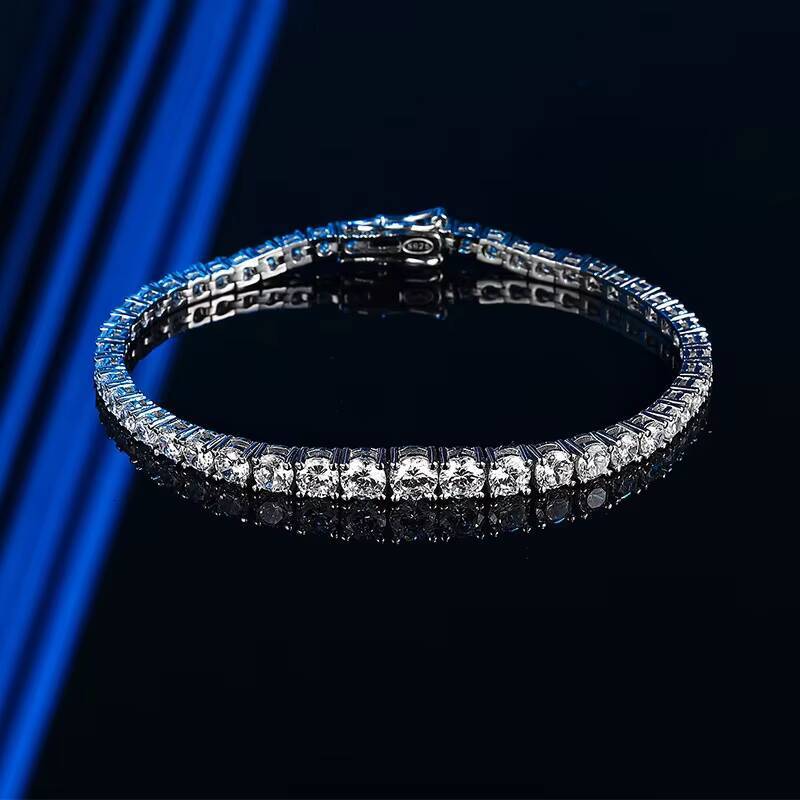 QYT Jewelry S925 Sterling Silver Gradient Moissanite Bracelet Womens Fine Tennis Bracelet