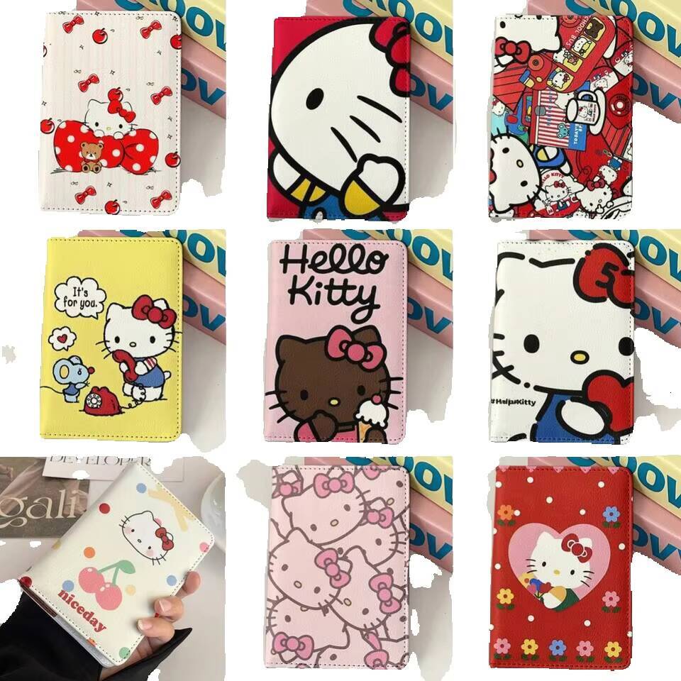 Hello Kitty Preppy Embroidered PVC Card Holder, Travel Passport Cover with Genuine Leather Lining, Zipper Pouch, Medium Hobos Shape, Short Wallet Leng - view 7