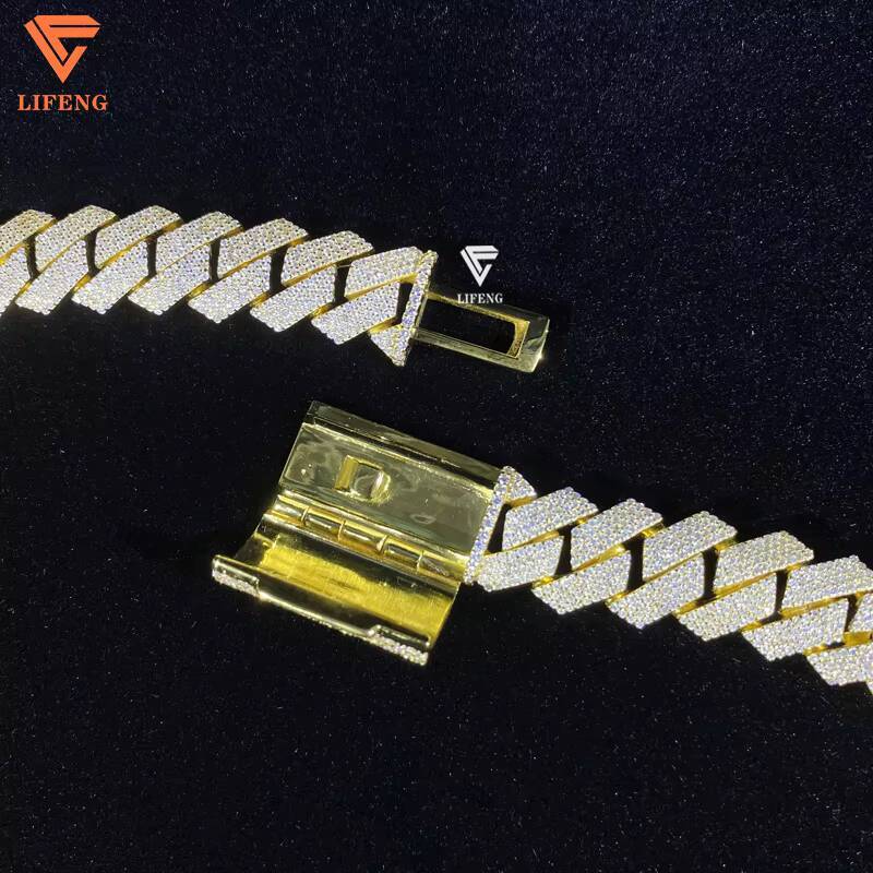 Luxury 925 Sterling Silver Iced Out VVS Moissanite Custom Hip Hop Gold Plated Cuban Link Chain Jewelry for Women Charm Necklace