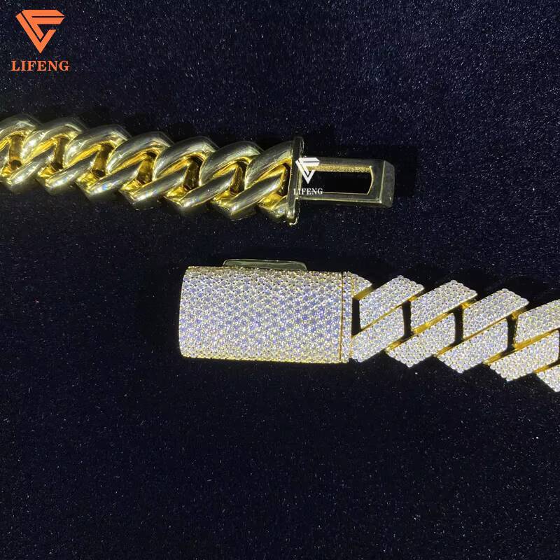 Luxury 925 Sterling Silver Iced Out VVS Moissanite Custom Hip Hop Gold Plated Cuban Link Chain Jewelry for Women Charm Necklace
