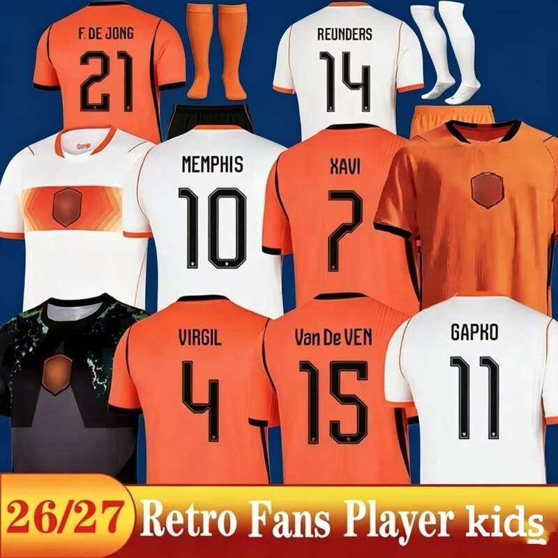 Netherlands Jersey 2026 World Cup Dutch National Nederlands Elftal Soccer Jerseys F. JONG DE LIGT 26 27 Holland Football Shirt XAVI Kids Kit Retro 1988 2010
