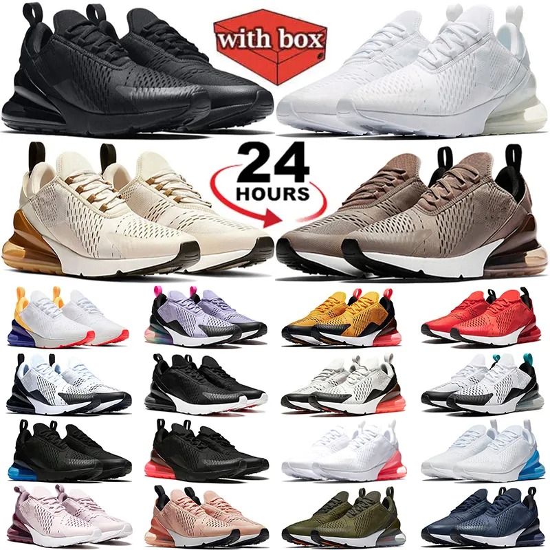 With box designer shoes mesh leather running shoes 270 running shoes basketball shoes black white blue sneakers breathable trainers Mens Womens Outdoor sports 36-45