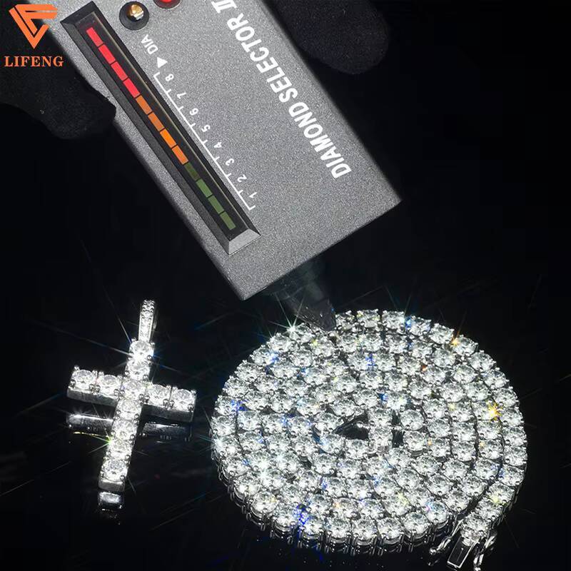 6mm Luxury Classic Hot Sale Moissanite Tennis Chain Tennis Necklace S925 Silver Tennis Chain Hip Hop Mens Moissanite Chain