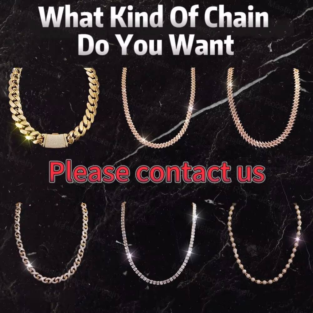 Luxury Plain Cuban Chain 925 Sterling Silver Custom Hiphop Moissanite Clasp Classic Cuban Link Chain