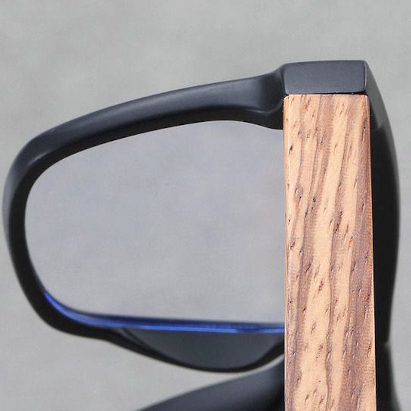 Square Optical Glasses Men Anti Blue Light Wood Grain for Computer Work Oversized Blue Blocking RX Myopia Prescription Bamboo Design Office Essentials
