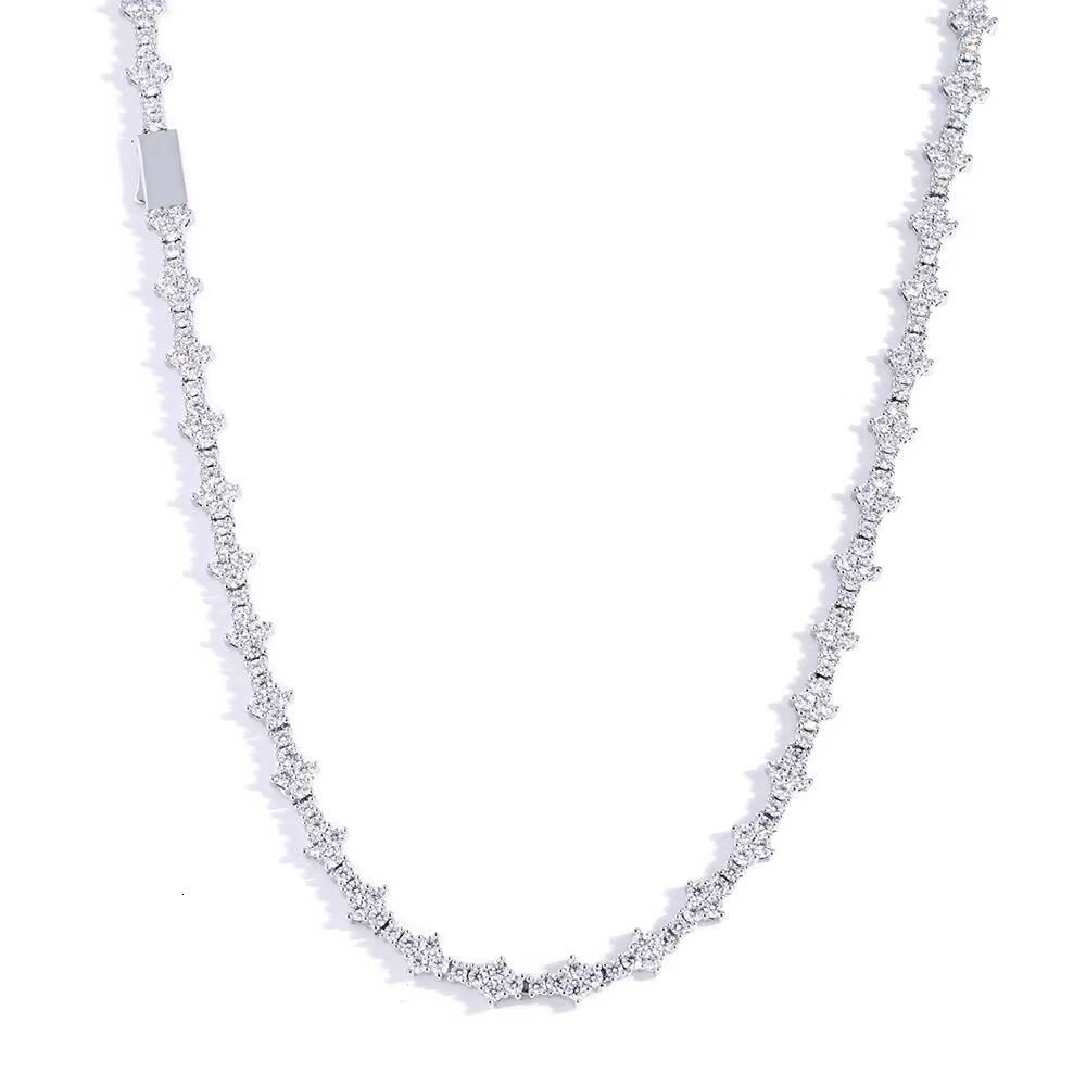Customizable S925 Silver Tennis Chain Necklace 65mm Moissanite Hip Hop Style for Ladies-Europe and United States