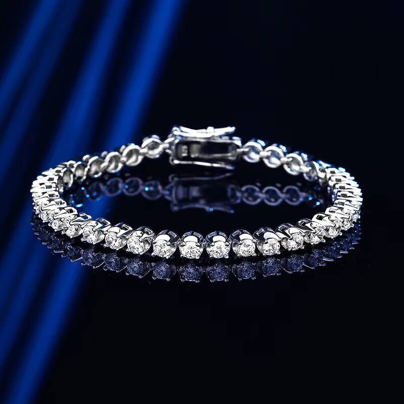 QYT Jewelry AAAAA Zircon Bracelet Womens S925 Sterling Silver Ins Design Super Flash Full Diamond Tennis Bracelet
