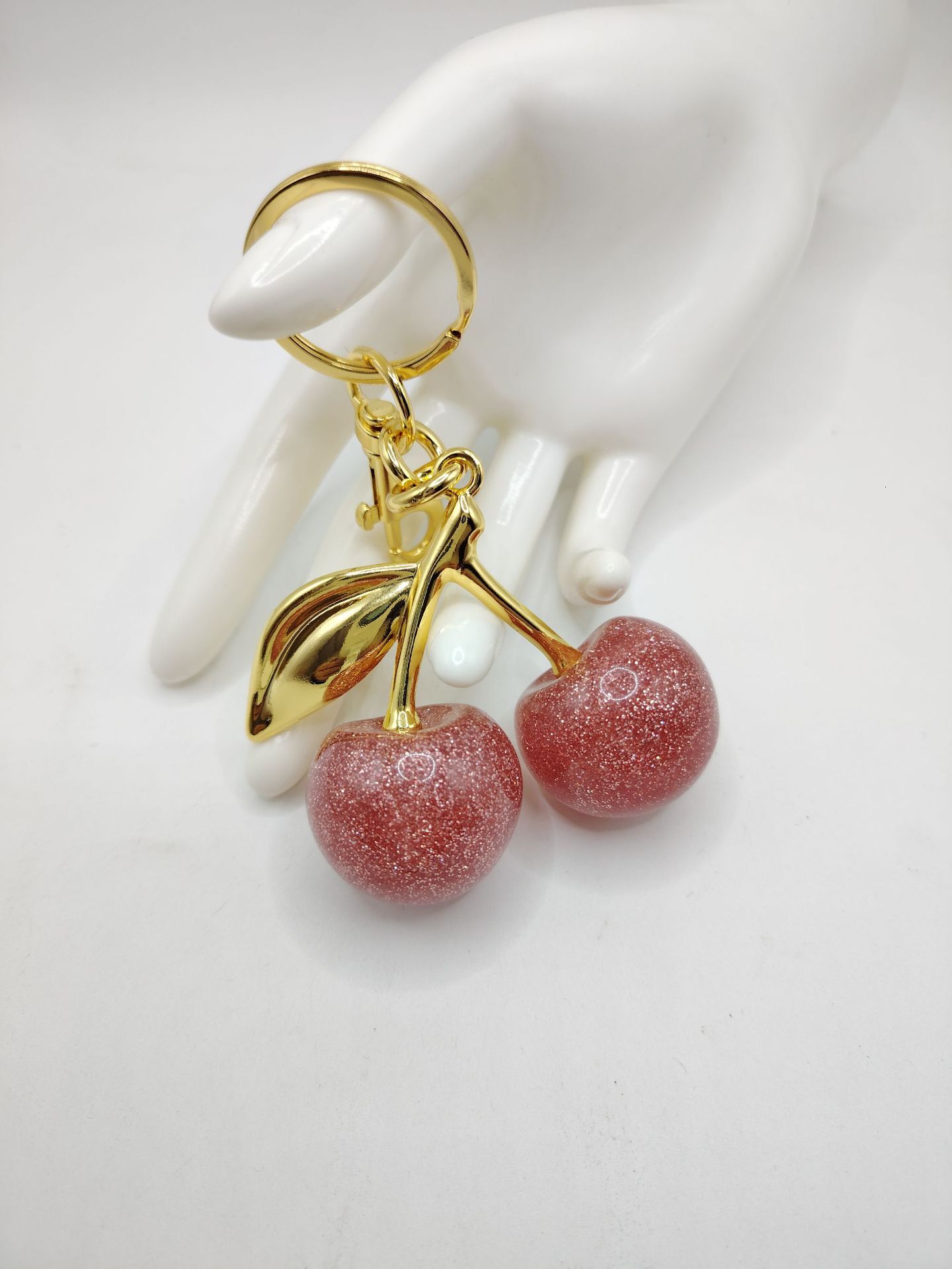Multi-Color Cherry Motif Coin Holder Keychain, Unisex Fairy Pattern Lock Ring, Silver Plastic with Antique Gold-Plated Tin Alloy, Japan and Korean Sty - view 4