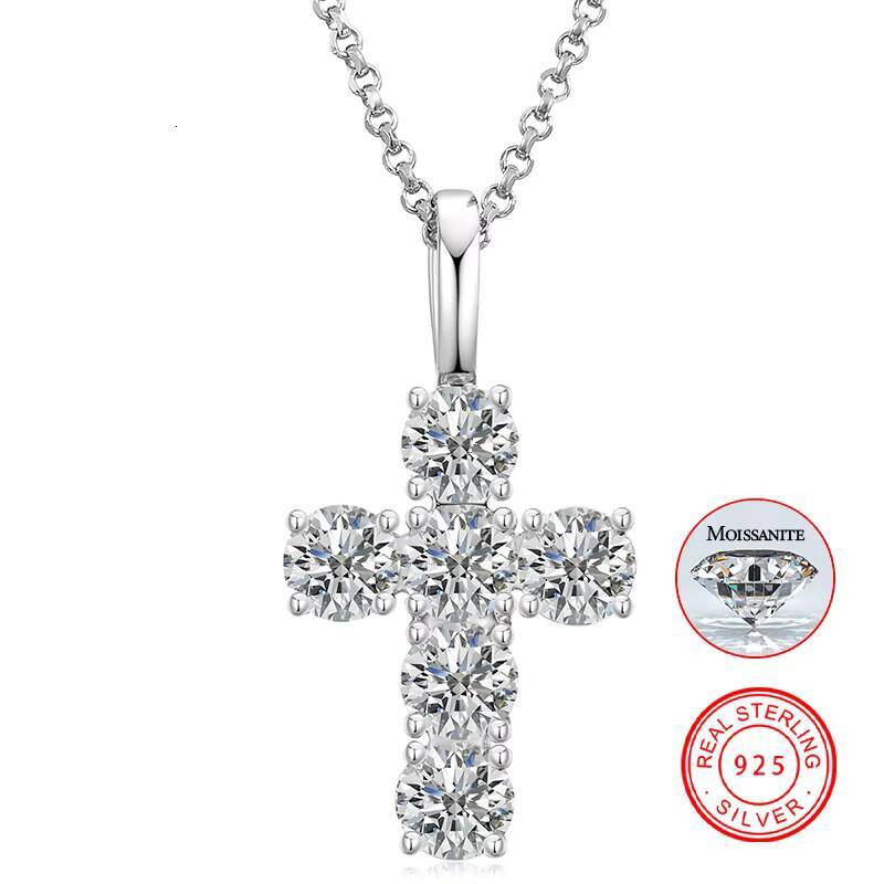 Dropshipping Fashion Jewelry Men Women 925 Sterling Silver Pass Diamond Tester VVS Moissanite Diamond Cross Pendant Necklace