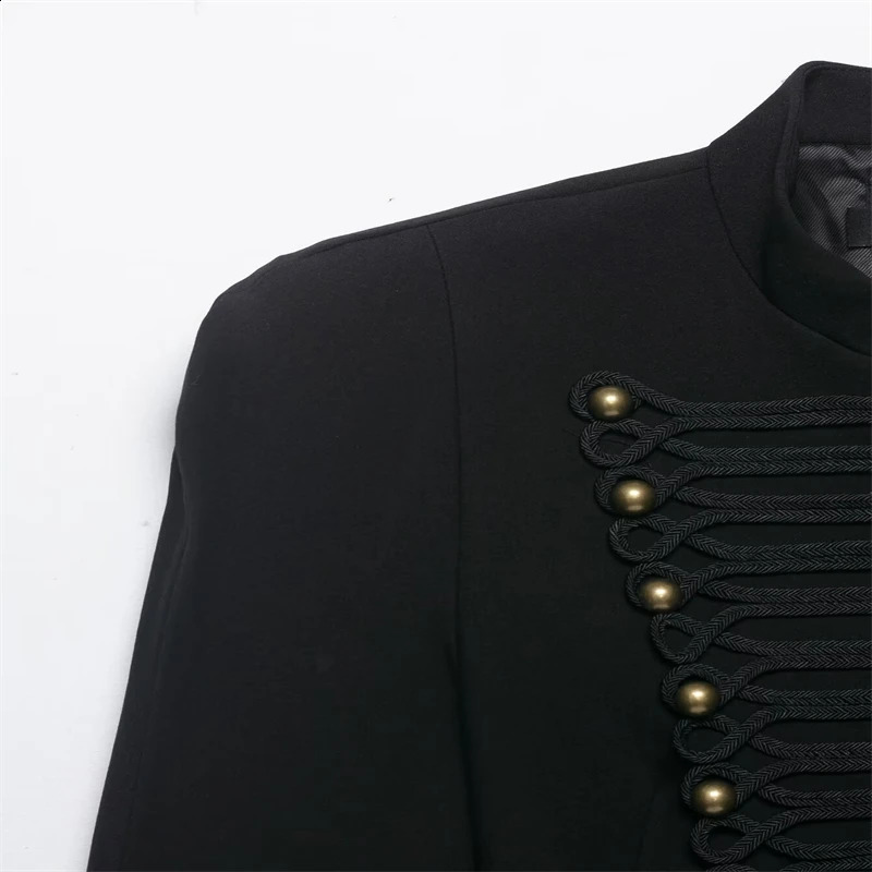 Womens Jacket Short Blazer RopeBraided Decoration Gold Button Epaulette Wear 2026 Spring Coat 260415