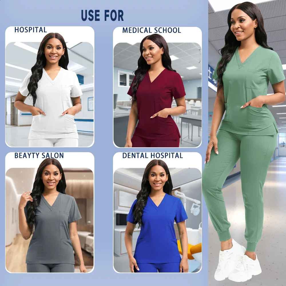 Wholesale Jogger Suit Doctor Nurse Scrubs Set Hospital Uniforms Multicolor Women Wear Scrub Suit Doctor Uniform 260415