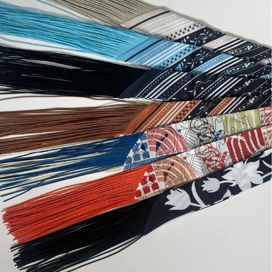 Faux Leather Fringe Tassel Scarf - Vintage Paisley Horsebit Print Bag Handle Scarf for Women Handbag Accessory 260415