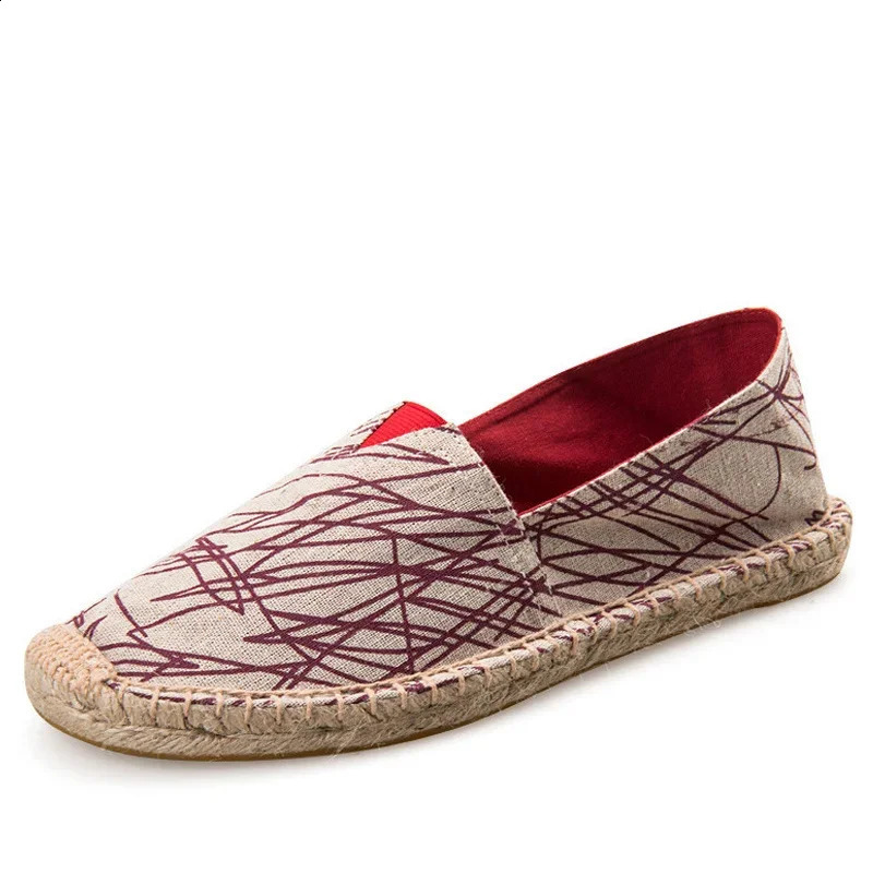 Mens Espadrilles Men Patchwork Slip on Summer Shoes Loafers Breathable Canvas Shoe Jute Wrapped Women Shoes Unisex 260415 - view 3