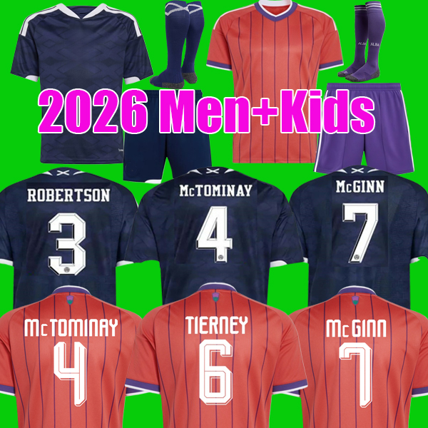 2026 World Cup Scotland Soccer Jerseys home blue TIERNEY ROBERTSON football shirt CHRISTIE McGREGOR McGINN McKENNA away pink men kids sets 150th Anniversary Kit