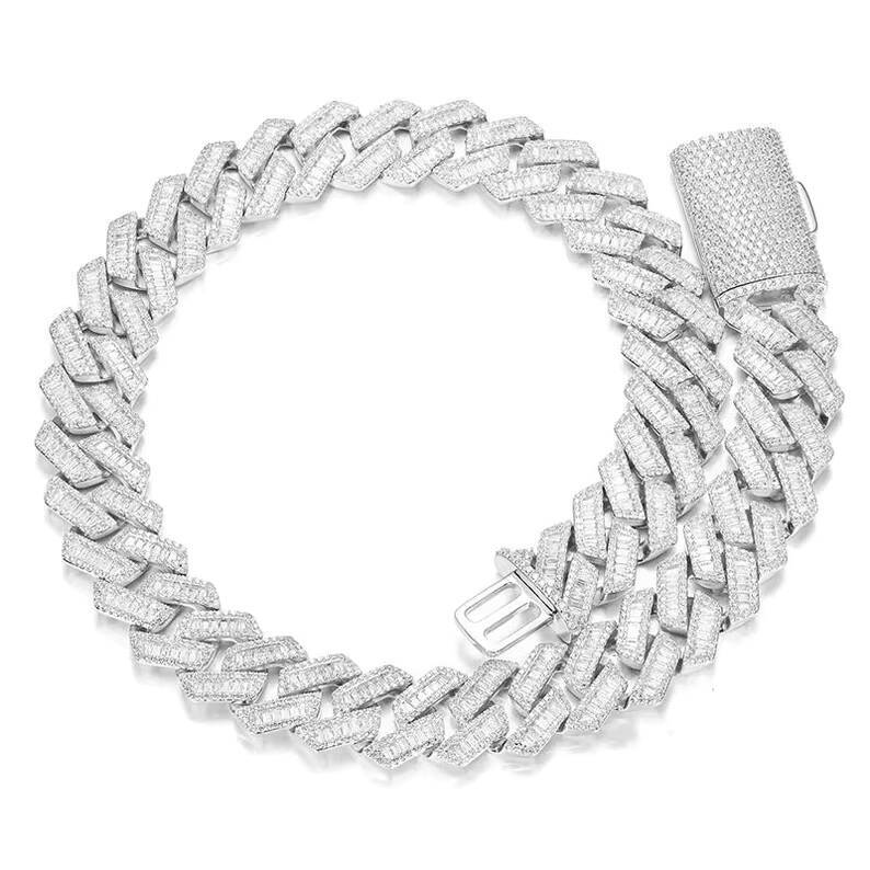 Baguette Cut Moissanite Cuban Link Chain Gra Certification Hip Hop Fine Jewelry S925 Cuban Chain