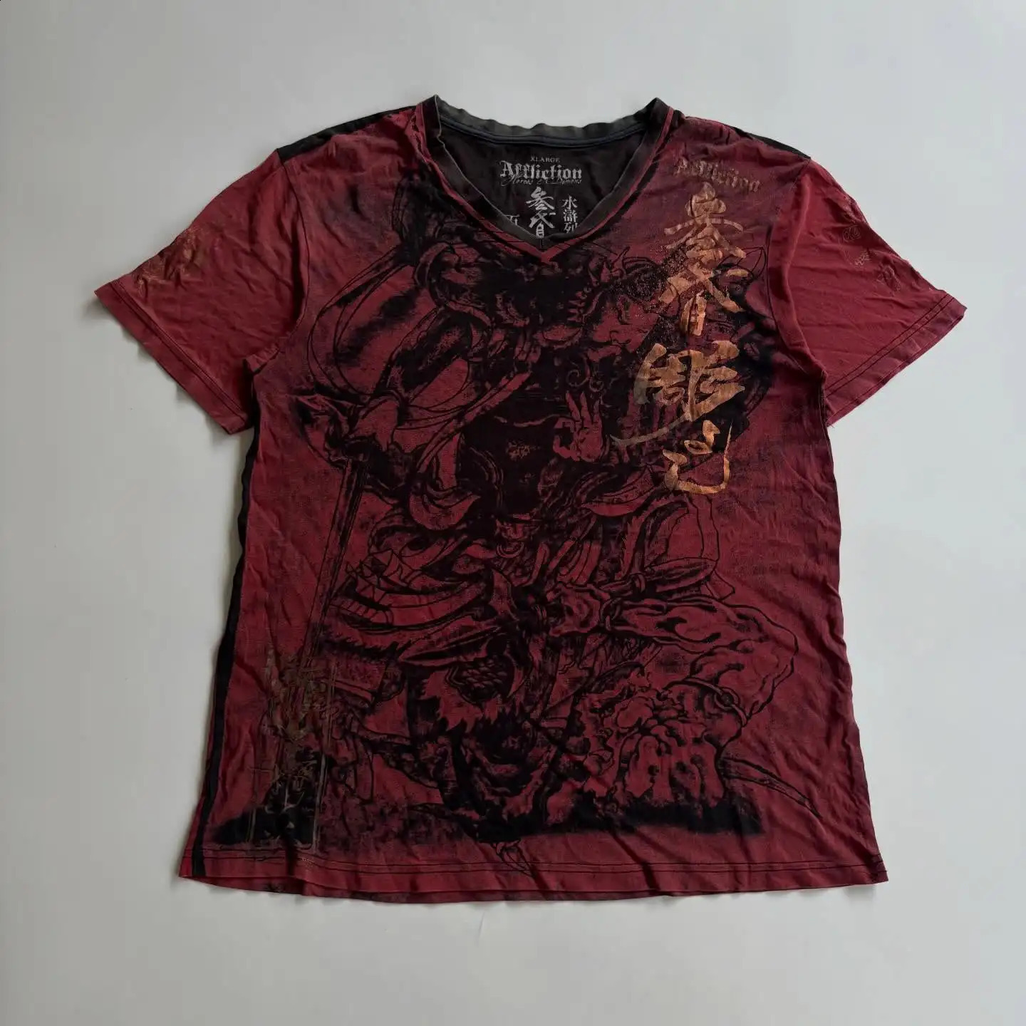 Y2K Red Gothic Thorn Totem Printing Harajuku Style T Shirt High Street Broken Feeling Mens Short Sleeves Couple Collocation 260415