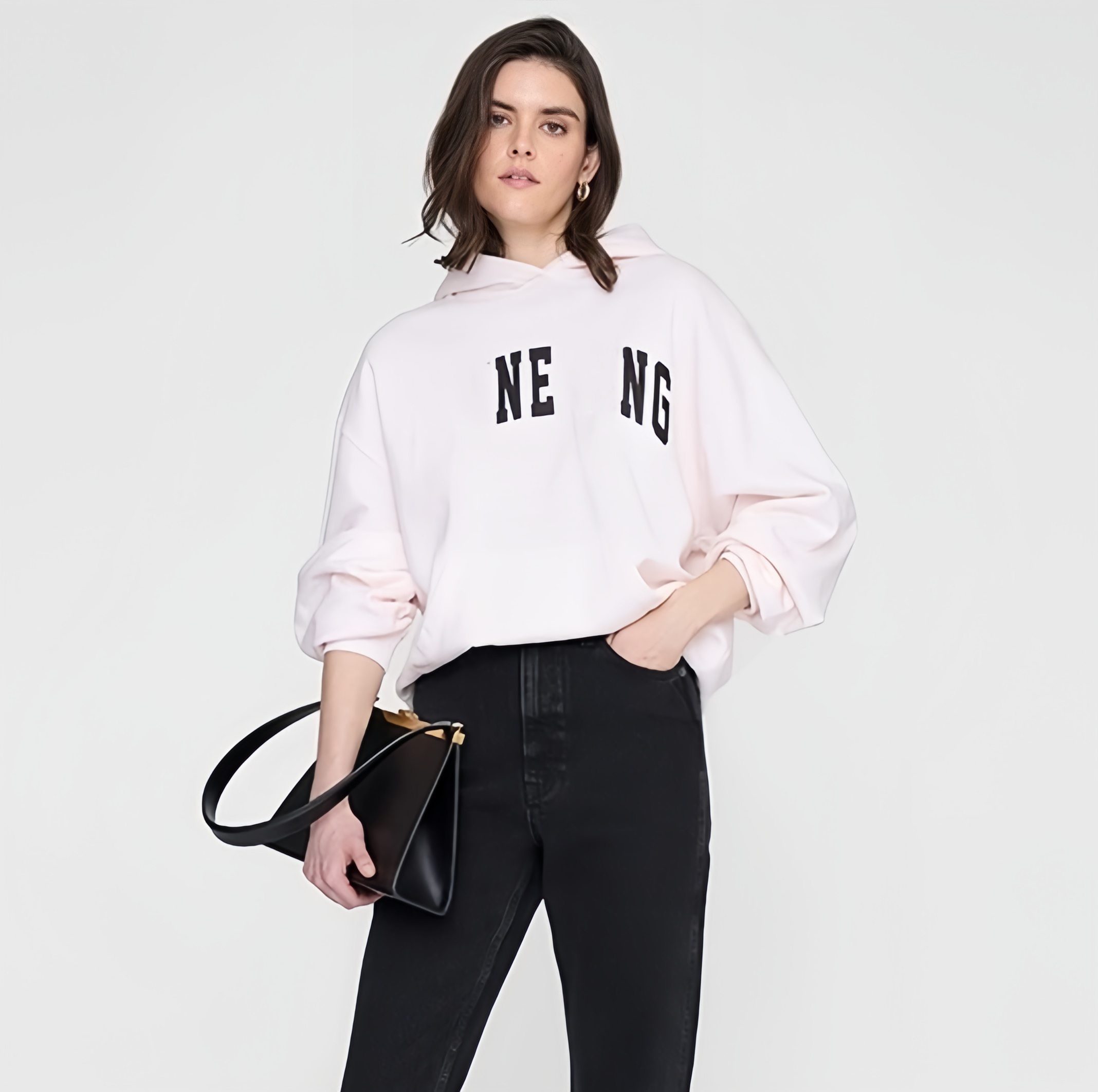26ss AB Women Designer Hooded Sweatshirts Light Pink Cotton Loose Hoodies Printed Comfy Fashion Hoodie