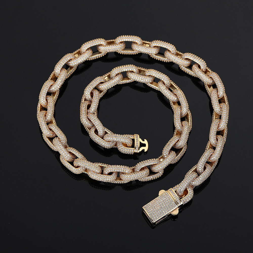 10MM S925 Sterling Silver Moissanite Cuban Link Chain Two Tone Rose Gold Silver Iced Out Hip Hop Necklace Bracelet For Men Women
