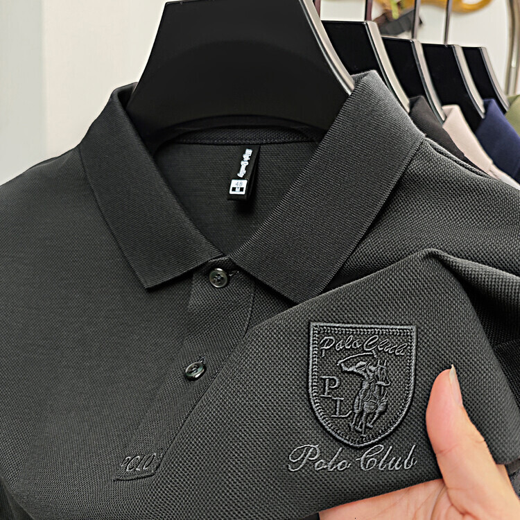 2026 New Designer Luxury Brand Fashionable Pure Cotton Men's Short Sleeved T-shirt Summer Breathable Simple Polo Shirt Versatile Casual Men'