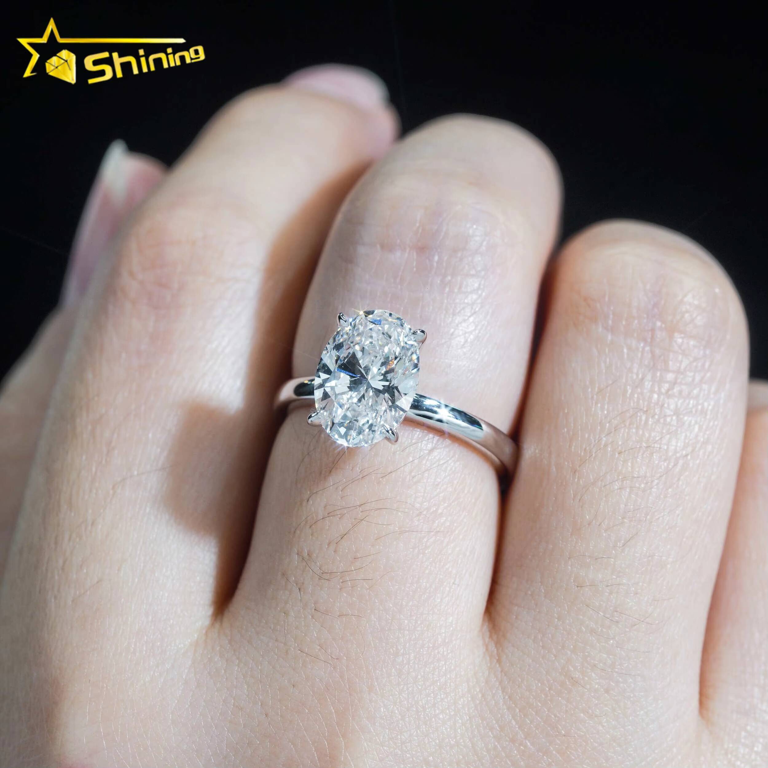 Big Oval Solitaire Brilliant Cut 304ct VS1 Lab Grown Diamond CVD Engagement Ring 18K Solid Gold Wedding Rings