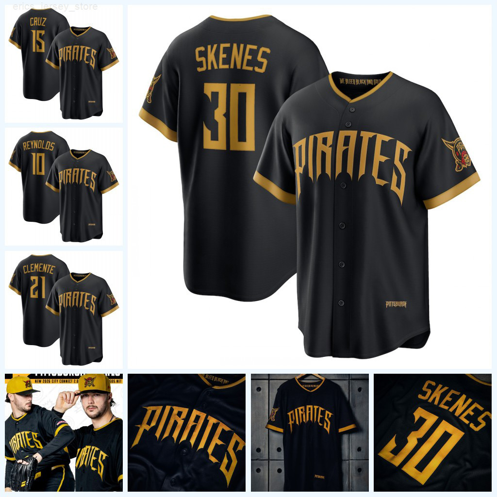 Paul Skenes Pirates Baseball Jersey - Steel City 412 Patch - Roberto Clemente Andrew McCutchen Bryan Reynolds Oneil Cruz Mitch Keller Rowdy Tellez
