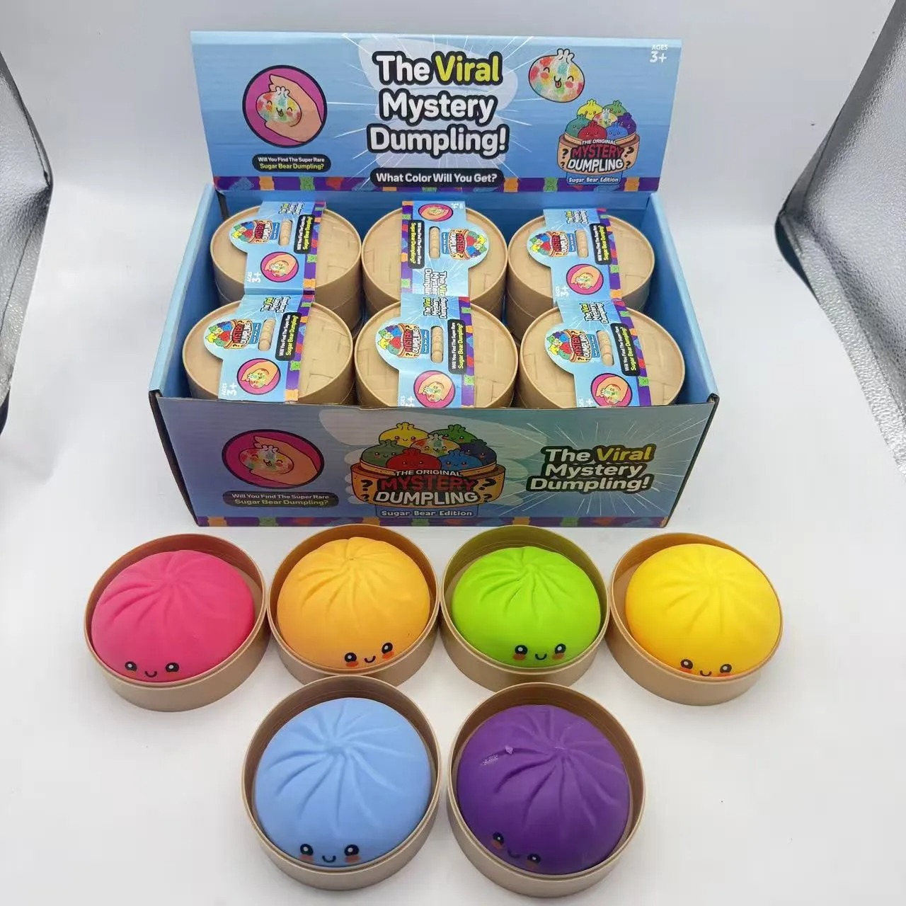 Colorful Dumpling Squishes NeeDoh Stress Balls Fidget Sensory Toys Simulation Food Squishies Bun with Steamer Squeeze Dough Ball Gifts BY sea