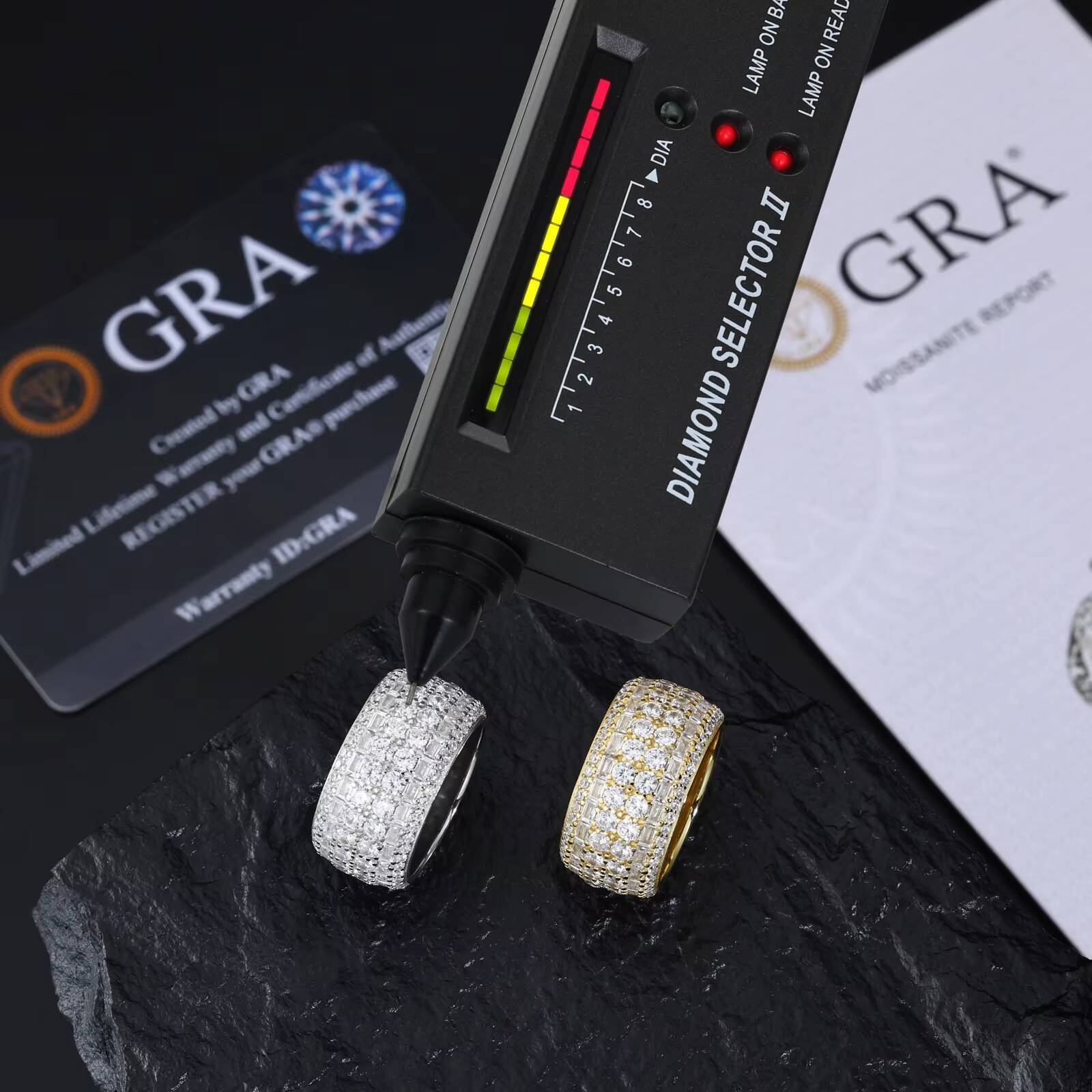 Luxury Wedding Engagement Gift 925 Sterling Silver Micro Paved 6 Rows VVS Moissanite Diamond Finger Ring for Men