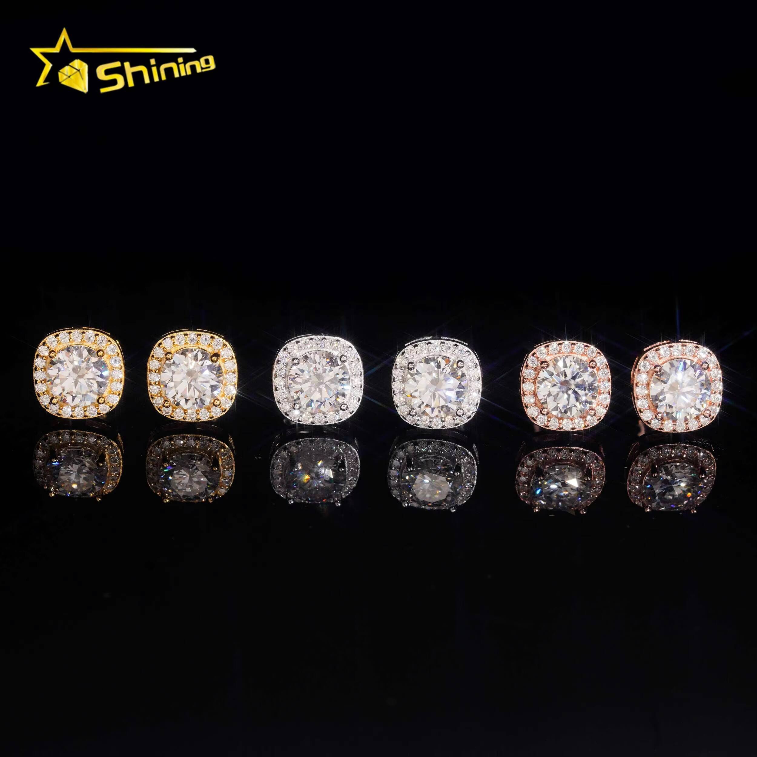 Fast Shipping Hip Hop Jewelry 925 Sterling Silver Diamond Moissanite 65mm Halo Earrings VVS Moissanite Stud Earrings