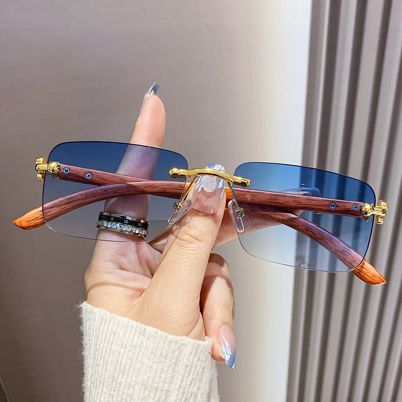 2025 New Fashionable Frameless Cutting Edge Outdoor Sunglasses Fashion Personality Leopard Pattern Arm Designer Sunglasses Cross Border Glasses Wholes