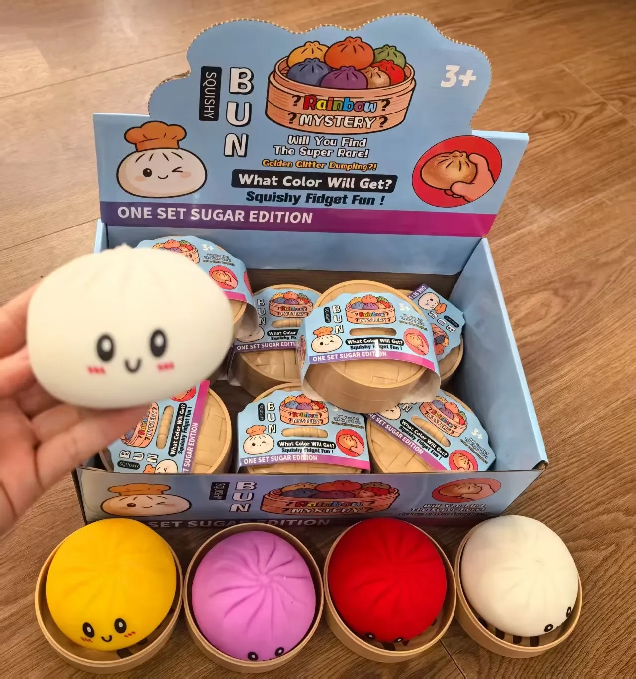 Colorful Dumpling Squishes NeeDoh Stress Balls Fidget Sensory Toys Simulation Food Squishies Bun with Steamer Squeeze Dough Ball Gifts BY sea