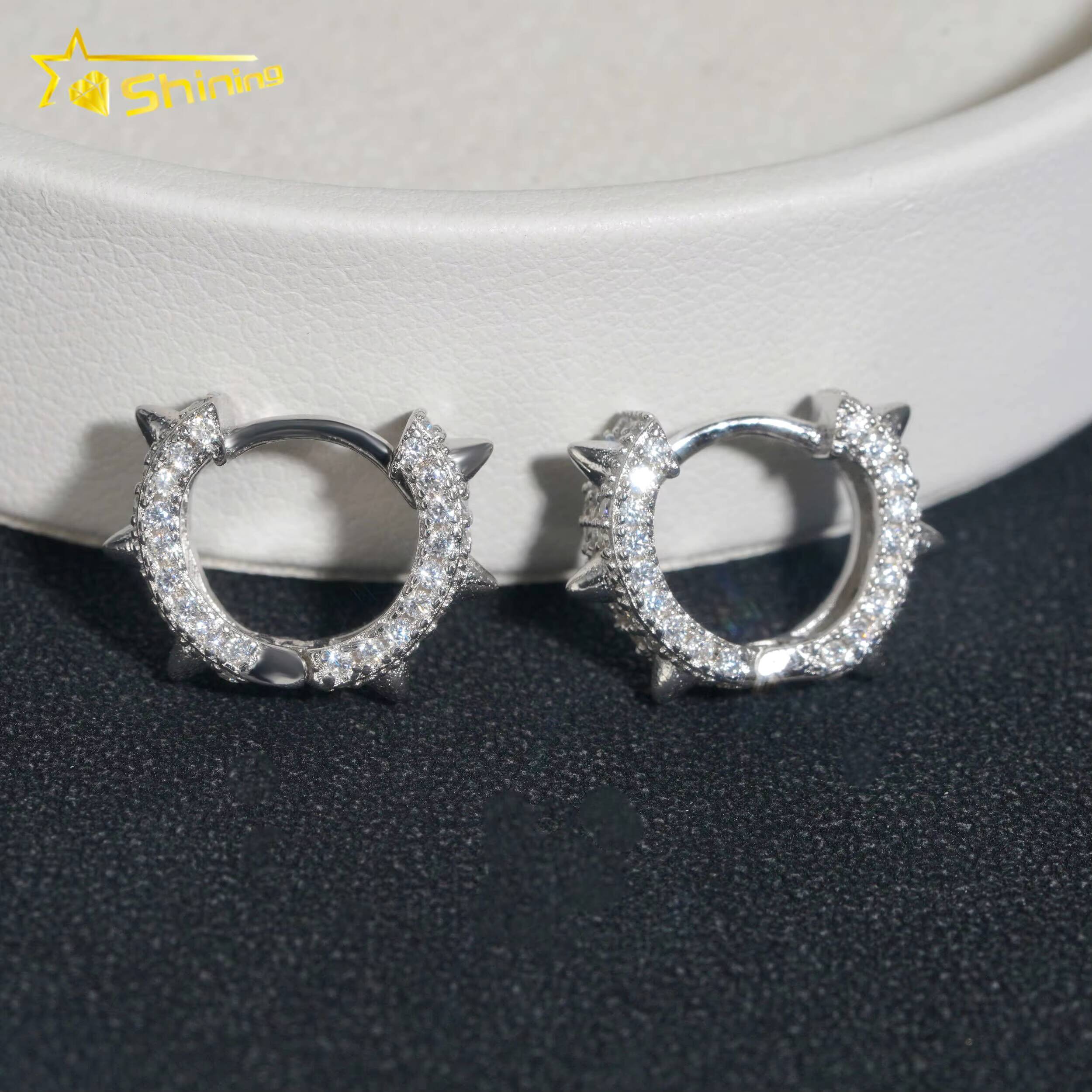 Hot Hoop Earring Fine Jewelry 925 Sterling Silver Gold Plated Iced Out VVS Diamond Moissanite Earrings