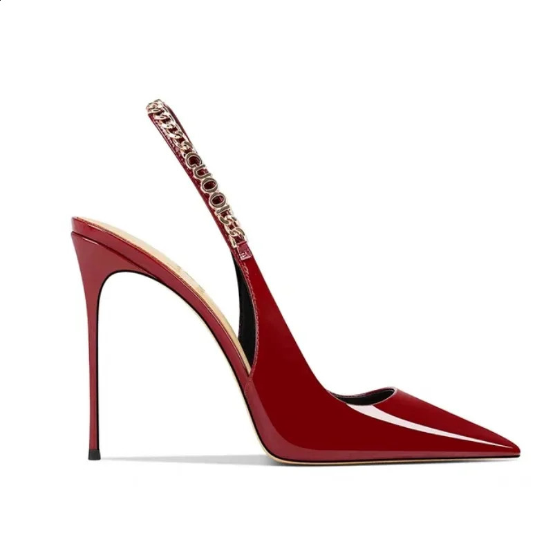 Pointed Toe High Heeled Sandals Women Sexy Slippers Woman Shoes Slingback 2025 Summer Elegant Dress Leather Shallow Pumps 260415