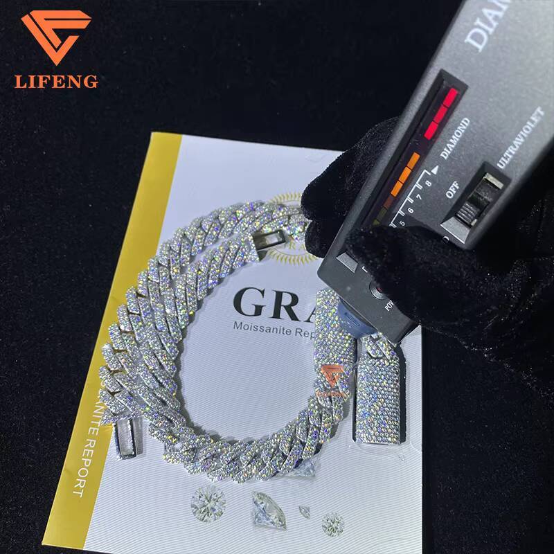 New Custom 12mm Cuban Link Chain Iced Out VVS Chain Moissanite Bracelet Hip Hop 925 Sterling Silver Bracelet Luxury Men Jewelry