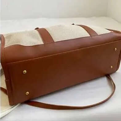 Large Capacity Travel Luggage Bag Vintage Canvas Leather Duffle Bag Block Weekender with Shoulder Strap Fashion for Men Women Portable Gym Tote Handba