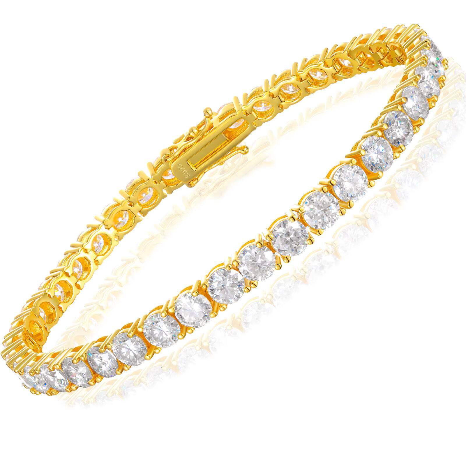 Hot Selling Pulseras Fashion 3mm-6mm 18K Gold Plated 925 Sterling Silver VVS Moissanite Diamond Classic Tennis Bracelet