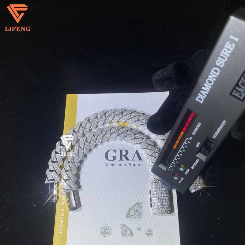15mm 4 Rows 18mm Wide 3 Rows925 Sliver Mossanite Cuban Link Chain Iced Out Cuban Link Bracelet for Men