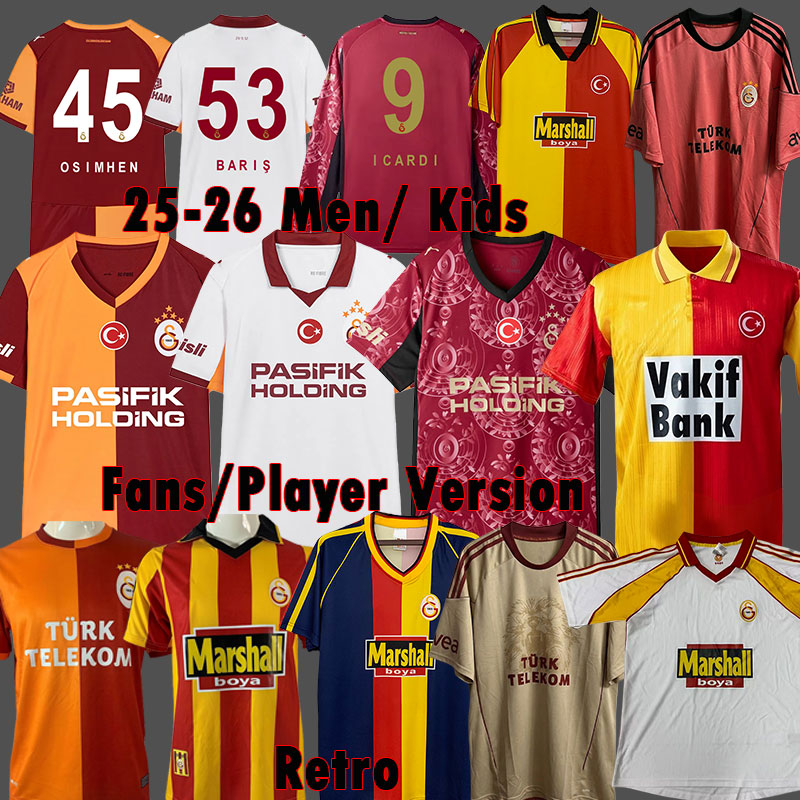 Galatasaray 2025 2026 Soccer Jerseys GS 120th Anniversary Limited Edition 1999 2000 96 97 98 99 00 Retro Football Shirt Vintage Classic OSIMHEN 2013 2014 Kids Kit