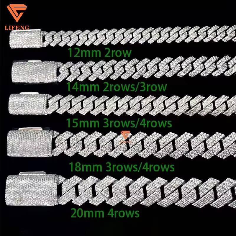 White Gold Plated 925 Sterling Silver VVS Moissanite Diamond Cuban Link Chain Bracelet Iced Out Mossanite Jewelry for Men