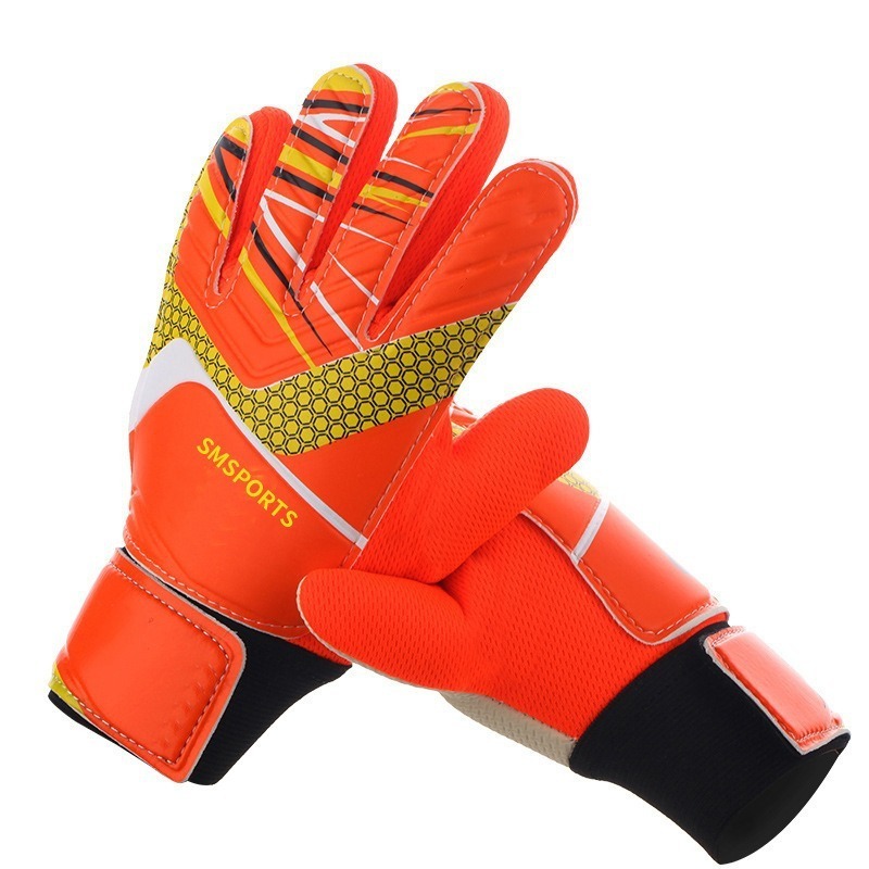Football goalkeeper gloves latex shin guards anti-slip set goalkeeper gloves with finger protection thickened childrens goalkeeper gloves230804