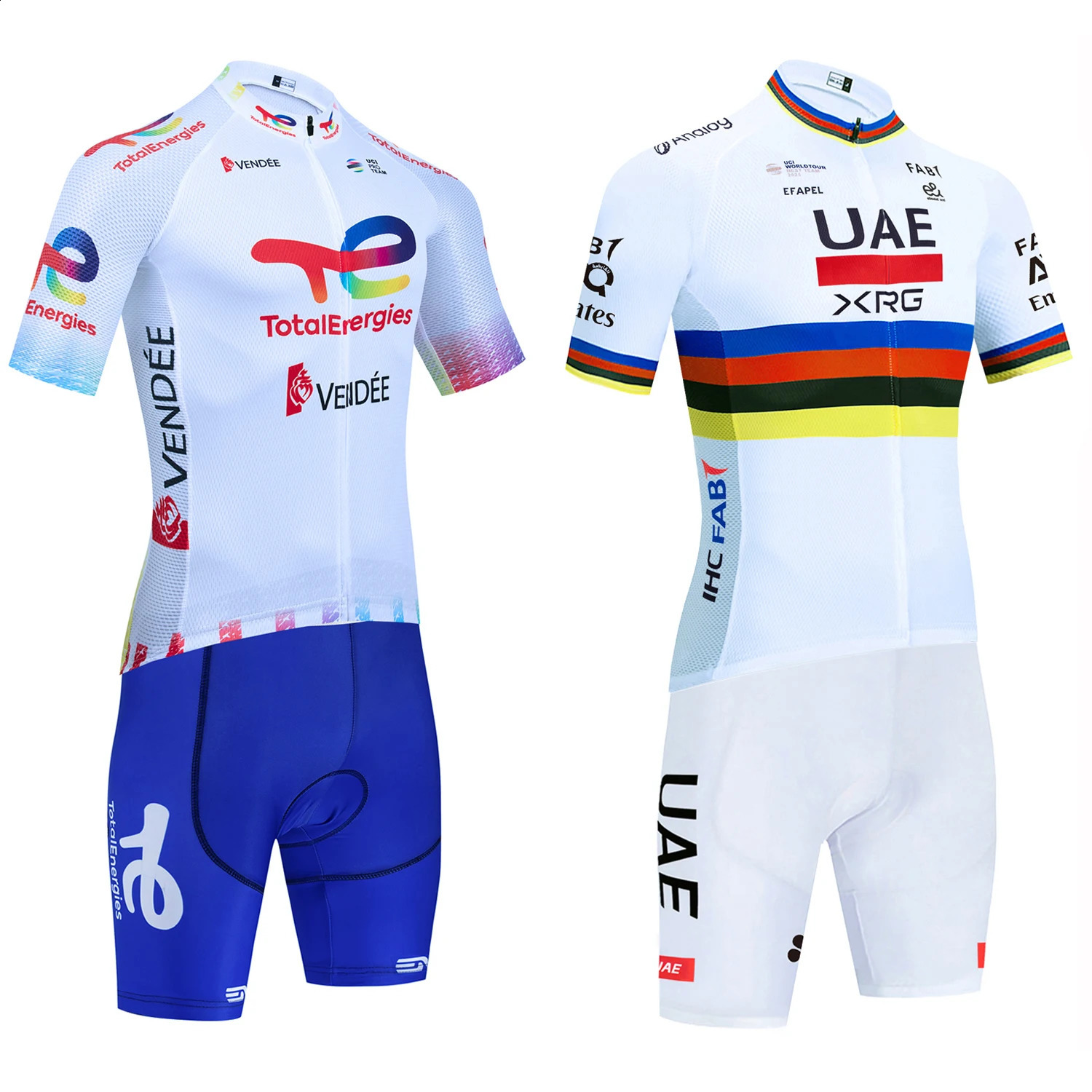 UAE Cycling Jersey White TOTAL Team Bike Jersey Shorts Set Men Women Quick dry Ropa Ciclismo Pro Bicycle T-Shirt Clothing 260415