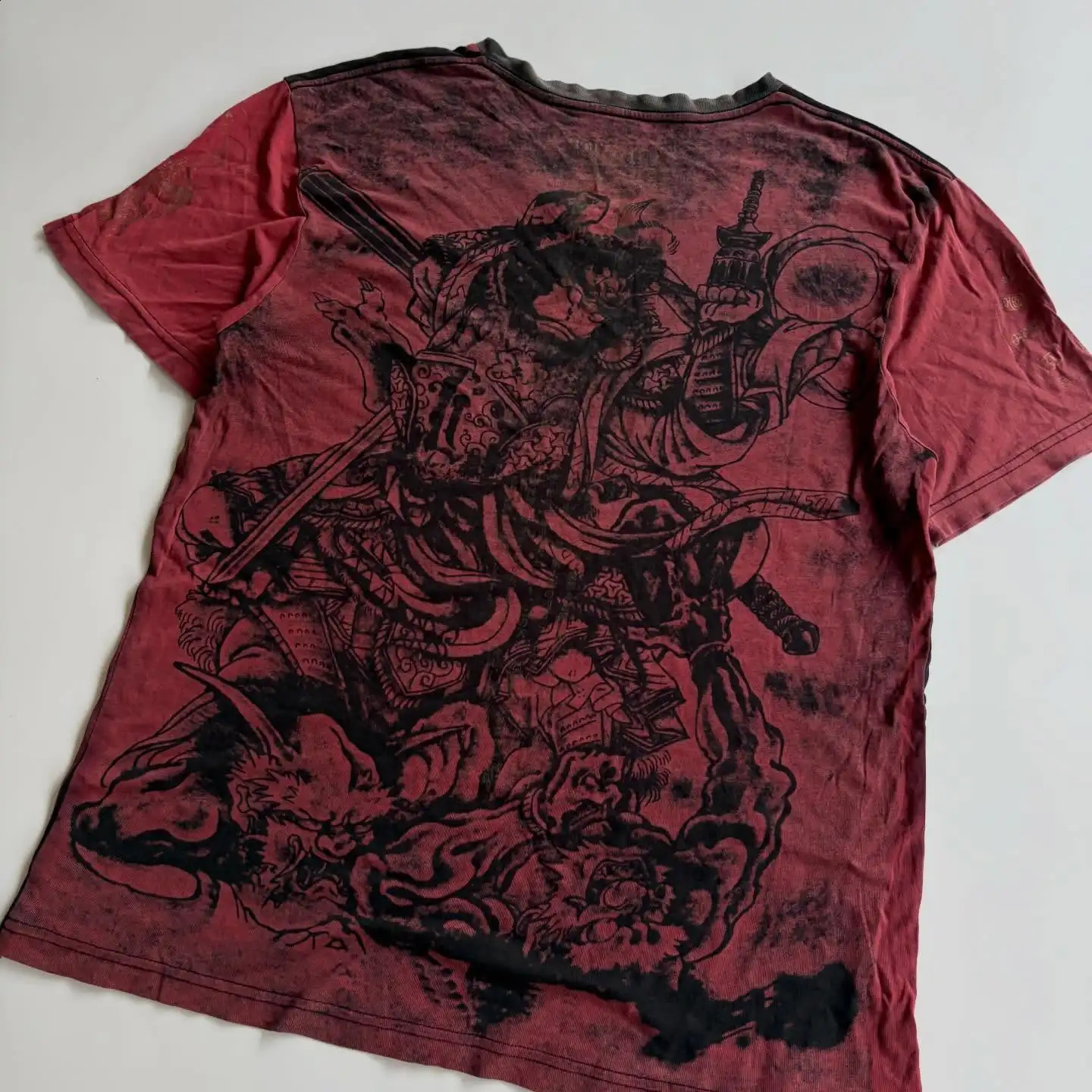 Y2K Red Gothic Thorn Totem Printing Harajuku Style T Shirt High Street Broken Feeling Mens Short Sleeves Couple Collocation 260415