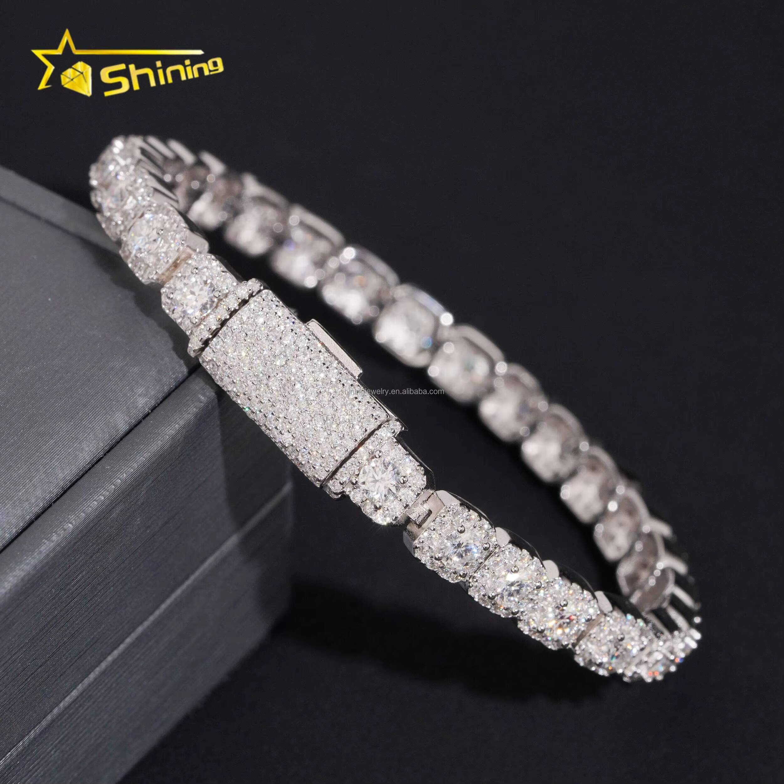 Fashion Popular New Arrivals Hip Hop Man Style 8mm Vvs Moissanite Iced Out GRA Certificate S925 Silver Cluster Tennis Bracelet