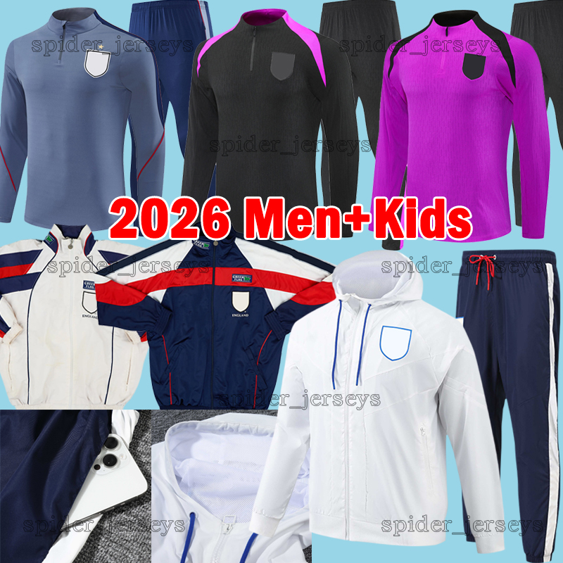 XXXL 26 27 England Soccer Jerseys Long Sleeves Hooded trench coat KANE MADUEKE RICE SAKA Soccer Sets Men Uniforms Windproof windbreaker Tracksuits kids kits sets