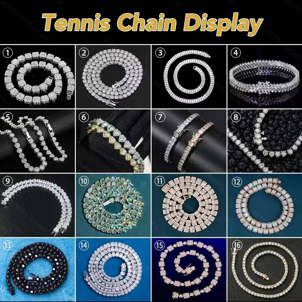 Wholesale Moissanite Tennis Bracelet 925 Silver 10K Gold Iced Out Hiphop Jewelry Moissanite Tennis Chain